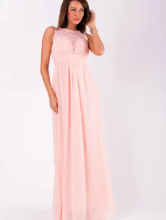 Společenské dámské šaty EVA&LOLA bez rukávů dlouhé růžové - Růžová - EVA&LOLA