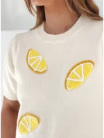 Dámský oversize svetr s citrony Lemon ecru FashionStreet MY2475