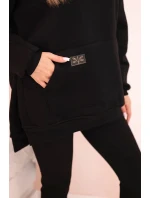 Dámský komplet bavlněný mikina s kapucí a legíny s vysokým pasem černý Dámský komplet bavlněný mikina s kapucí a legíny s vysokým pasem černý