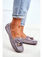 Dámské Semišové Mokasíny 20PB35-2003 Šedé Donna Mia