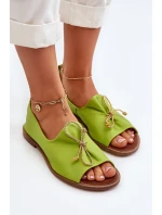 Zazoo 2660 Dámské kožené baleríny limetkové