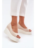 Dámské Sandály Na Klínu A Platformě Světle Béžové Felyra