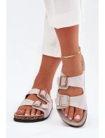 Dámské sandály se zlatými sponami a švy šedé Lunera