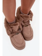 Dámské Sněhule Na Platformě S Kožíškem A Šněrováním Big Star SS274114 Béžové Dámské Sněhule Na Platformě S Kožíškem A Šněrováním Big Star SS274114 Béžové