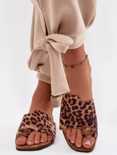 Dámské ploché pantofle s ozdobným detailem z eko semiše s leopardím vzorem Selavine