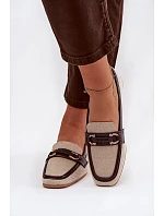 Dámské mokasíny Loafersy H8-515 hnědo-bežové - Evelora Dámské mokasíny Loafersy H8-515 hnědo-bežové - Evelora