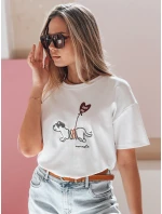 Dámské tričko oversize se psem CUTE TAIL bílé FashionStreet RY2904
