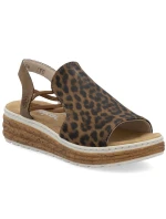 Dámské sandály na platformě s leopardím vzorem v béžové barvě Rieker 62741-90