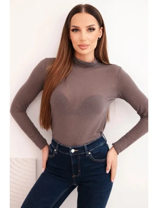 Dámská blůza z kašmíru s rolákem a dlouhým rukávem mocca Dámská blůza z kašmíru s rolákem a dlouhým rukávem mocca