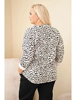 Dámská halenka Plus Size s leopardím vzorem s delším zadním dílem béžová