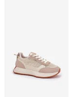 Dámské Sportovní Boty S Síťovinou Na Platformě Béžové Poova