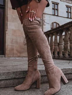 Dámské kozačky na podpatku béžové Xamarin