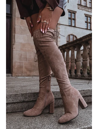 Dámské kozačky na podpatku béžové Xamarin