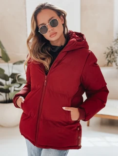 MISSFROST dámská prošívaná bunda s kapucí bordó FashionStreet TY4960