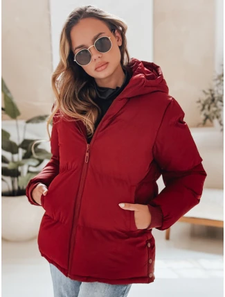 MISSFROST dámská prošívaná bunda s kapucí bordó FashionStreet TY4960