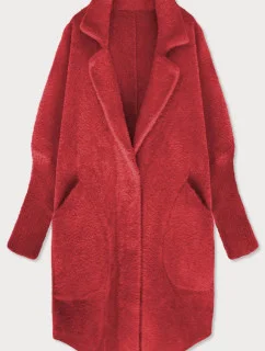 Červený vlněný přehoz přes oblečení typu "alpaka" (7108)