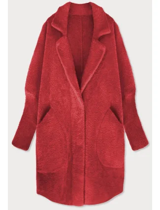 Červený vlněný přehoz přes oblečení typu "alpaka" (7108)