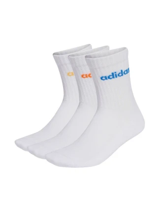 Ponožky adidas Linear Crew Cushioned 3 páry bílé KD1717