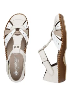 Dámské pohodlné sandály na suchý zip se zabudovanou špičkou béžové Rieker M1655-61