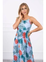 Šaty s motivem listů v modré barvě Šaty s motivem listů v modré barvě