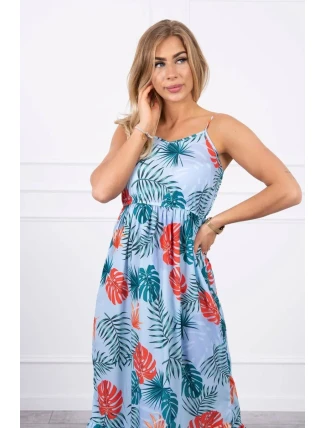 Šaty s motivem listů v modré barvě Šaty s motivem listů v modré barvě