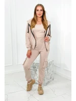 Set 3 v 1 mikina + top + kalhoty světle béžová Set 3 v 1 mikina + top + kalhoty světle béžová