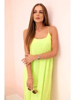 Dlouhé šaty bez ramínek neonově zelená Dlouhé šaty bez ramínek neonově zelená