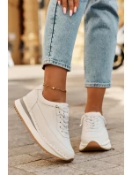 Kožené Dámské Tenisky Na Platformě Big Star RR274A333 Bílé Kožené Dámské Tenisky Na Platformě Big Star RR274A333 Bílé