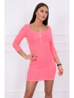 Šaty s knoflíkovým výstřihem růžové neonové