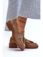 Dámské Semišové Mokasíny S Trojúhelníkovým Lemem D&A Hnědé