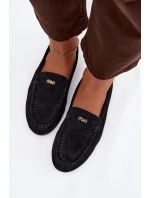 Dámské mokasíny s malým zlatým detailem černé Sarivelle