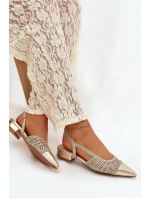 Dámské sandály s pleteným na klocku zlaté Nivorra