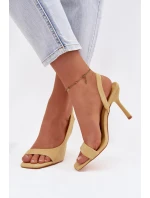 Dámské sandály na podpatku z eko semiše žluté Calvoria