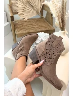 Odkryté Kožené Kovářské Dámské Boty na Podpatku S.Barski HY61-8012 Hnědé