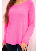 Dámský svetr z měkké pleteniny 35922 neonově růžový - Kesi