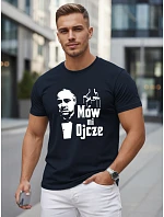 Pánské bavlněné tričko s klasickým potiskem tmavě modré FashionStreet NX5145R