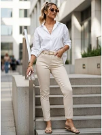Dámské džíny Mom Fit s vysokým pasem a ekru páskem FashionStreet UY3088