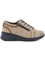 Dámské kožené polobotky na platformě béžové barvy Vinceza 39977