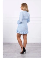 Šaty s ozdobnými volánky modré