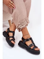 Dámské Sandály Eko Kůže S Přezkami Černé Jeneliena