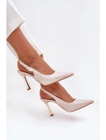 Lakované Lodičky S Otevřenou Patou A Špičatými Špičkami Světle Béžové Rivori Lakované Lodičky S Otevřenou Patou A Špičatými Špičkami Světle Béžové Rivori