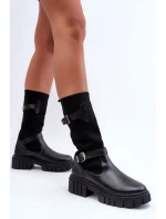 Dámské kotníkové boty s punčochou černé Abroze