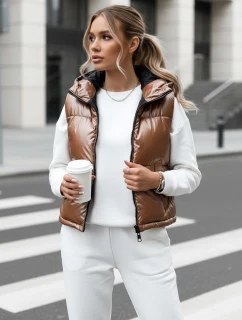 Dámská prošívaná vesta ASHE tmavě béžová FashionStreet TY3778