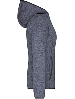 Daiber JN 588 Dámská pletená fleecová bunda s kapucí 02.0588 denim melange/black