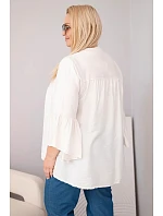 Dámská viskózová halenka Plus Size s volánovým rukávem a výstřihem do V béžová Dámská viskózová halenka Plus Size s volánovým rukávem a výstřihem do V béžová