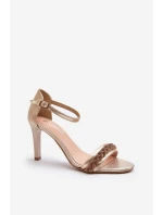 Zazoo 3328/2 Dámské Kožené Sandály Na Podpatku Zlaté Zazoo 3328/2 Dámské Kožené Sandály Na Podpatku Zlaté