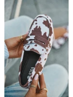 Loafersy Mokasyny Dámské Ploché V Látách Hnědo-Bílé Soreline