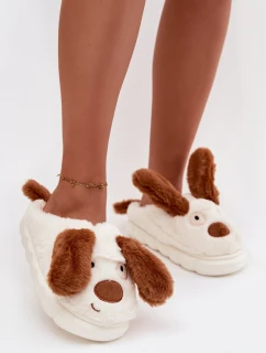 Kožešinové dámské pantofle pejskové hnědé Faylen