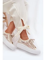 Dámské tenisky s krajkou na platformě Lee Cooper LCW-26-44-4481 Béžové Dámské tenisky s krajkou na platformě Lee Cooper LCW-26-44-4481 Béžové