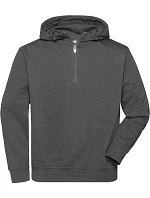 Daiber JN 839 Prac. mikina z bio bavlny, kapuce, "1/4" zip 02.0839 dark melange Daiber JN 839 Prac. mikina z bio bavlny, kapuce, "1/4" zip 02.0839 dark melange